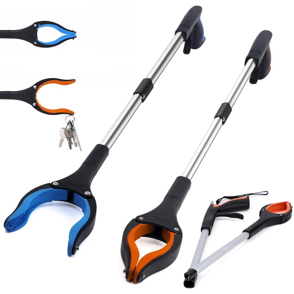 Grabber Reacher Tool 2-Pack, 32" Foldable Reacher Grabber Pickup Tool with 90° Rotating Jaw & Magnet, Trash Picker Upper Grabber, Lightweight Grabbers for Seniors Heavy Duty
