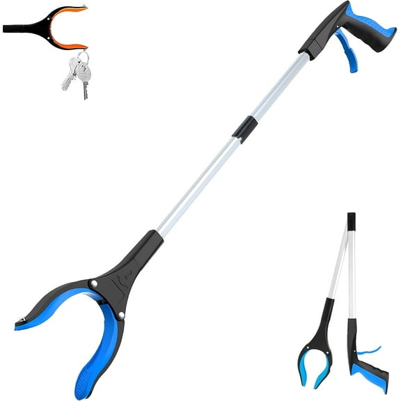 Grabber Reacher Tool - 32” Extra Long Foldable Gripper and Reaching Tool - Heavy Duty Pick Up Stick Grabbers for Seniors, Trash, Surgery Recovery Must Haves Gifts (Blue)