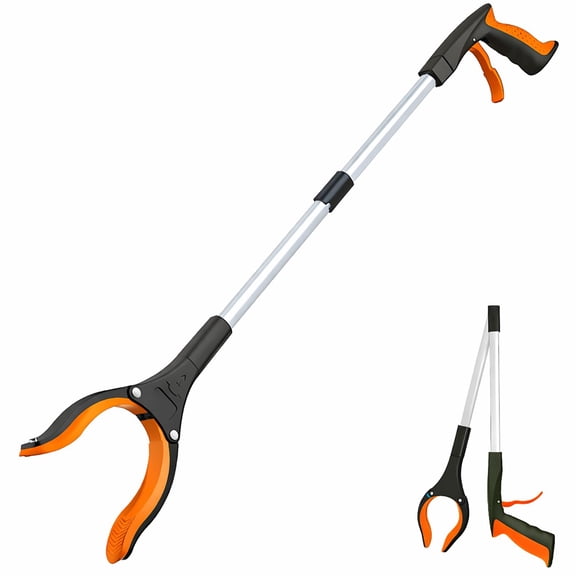 Grabber Reacher Tool - 32” Extra Long Foldable Gripper and Reaching Tool - Heavy Duty Pick Up Stick Grabbers for Trash & General Item Retrieval