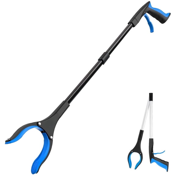 Grabber Reacher Tool - 32” Extra Long Foldable Gripper and Reaching Tool - Heavy Duty Pick Up Stick Grabbers for Trash & General Item Retrieval