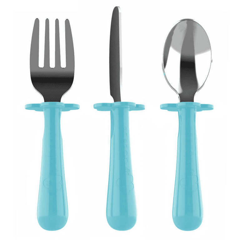 HEQUSIGNS 3Pairs Toddler Spoons and Forks Set, Stainless Steel Kids Utensils  with Portable Travel Case, Silverware and Dishes for Baby Self-Feeding 