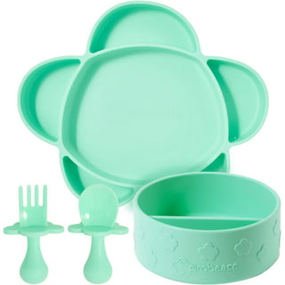  Potchen 4 Set Silicone Baby Bowls with Lid Spoon and Fork  Suction Bowls for Baby Toddler Self-feeding Baby Food Bowl First Stage  Dishwasher and Microwave Safe, 4 Colors : Baby