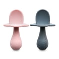 thumbnail image 1 of Grabease Baby Silicone Spoon Set for Baby-Led Weaning & First Stage Self-Feeding: Soft, Safe 100% Food-Grade Silicone; BPA-, PVC- Latex- & Phthalates-Free and Dishwasher Safe; Set of 2 (Blush, Gray), 1 of 7