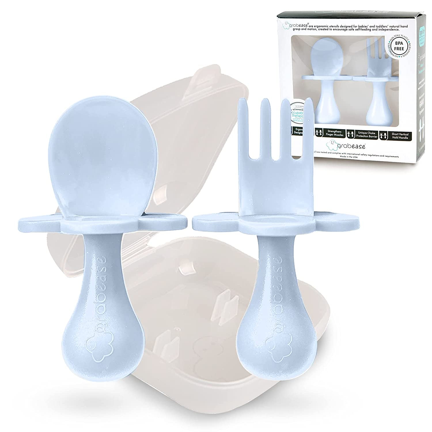 Nooli First Self-Feeding Utensils: USA-Made, BPA-Free Spoon & Fork Set for  Babies & Toddlers Ages 6+ Months, Anti-Choke Shield, Easy-Grip Handles for  Baby-Led Weaning and Independent Eating (Lavender) 