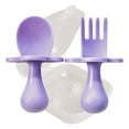 thumbnail image 1 of Grabease Baby Feeding Utensil Set - Ergonomic Self-Feeding & Toddler Spoon & Fork - Sturdy Plastic Training Silverware for Toddlers - Travel Pouch & Silverware for 1-Year-Olds - Lavender, Pack of 1, 1 of 9