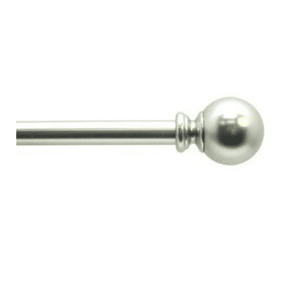 Graber 5/8-in Round Metal Decorative Curtain Rod, 28 - 48 in (Satin Nickel with Ball Finials)
