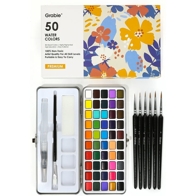 Grabie Watercolor Paint Set, 50 Colors, Detail Paint Brush Included, Art  Supplies for Painting, Great Watercolor Set for Artists, Amateur Hobbyists  and Painting Lovers 