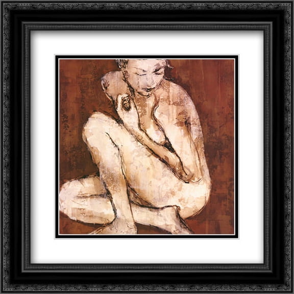 Grace 2x Matted 22x22 Black Ornate Framed Art Print by Liz Jardine