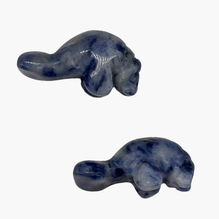 Grace Blue/White Sodalite Manatee Animal Beads, 21x11x9mm, Purple