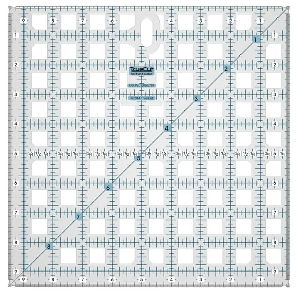 TrueCut Square Ruler 9.5" x 9.5" with Track and Guide System - Marking and Tracing Tool