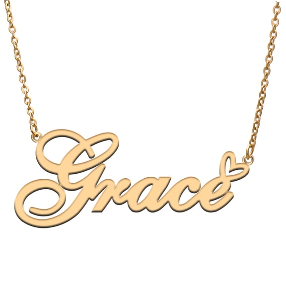 Grace Custom Name Necklace Customized Personalized Plated Name Necklace for Mother Daughter Friendship Women Valentine's Day Christmas Birthday New Year Gold
