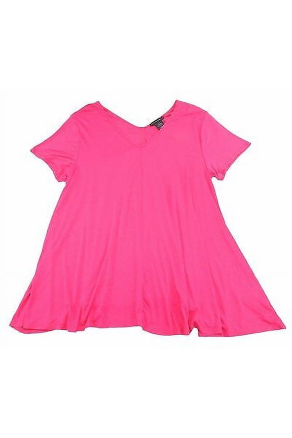 Grace Element Women's V Neck Swing Top In Vibrant Magenta, Small