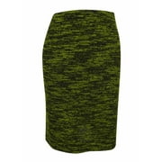 Grace Elements Womens Marled Tweed Pencil Skirt Green S