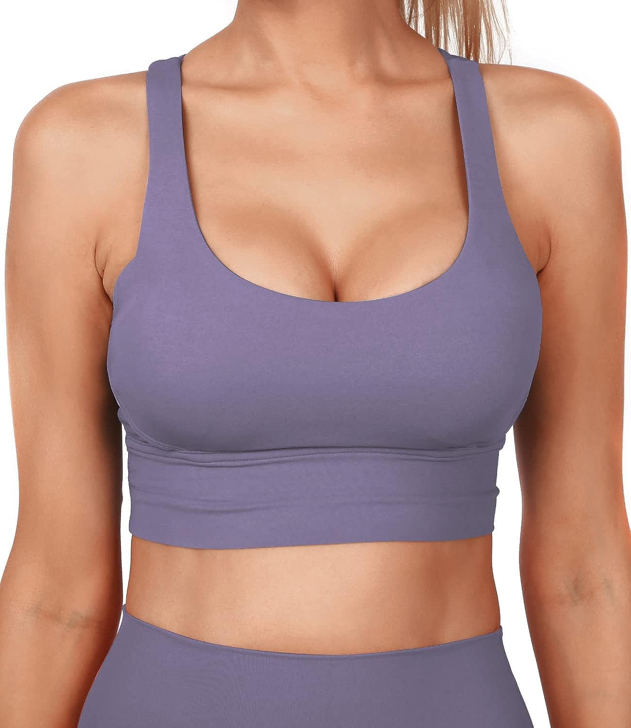 Grace Form Strappy Sports Bra for Women Padded High Impact Push Up Athletic  Running Sports Bra Workout Top Yoga Bra 