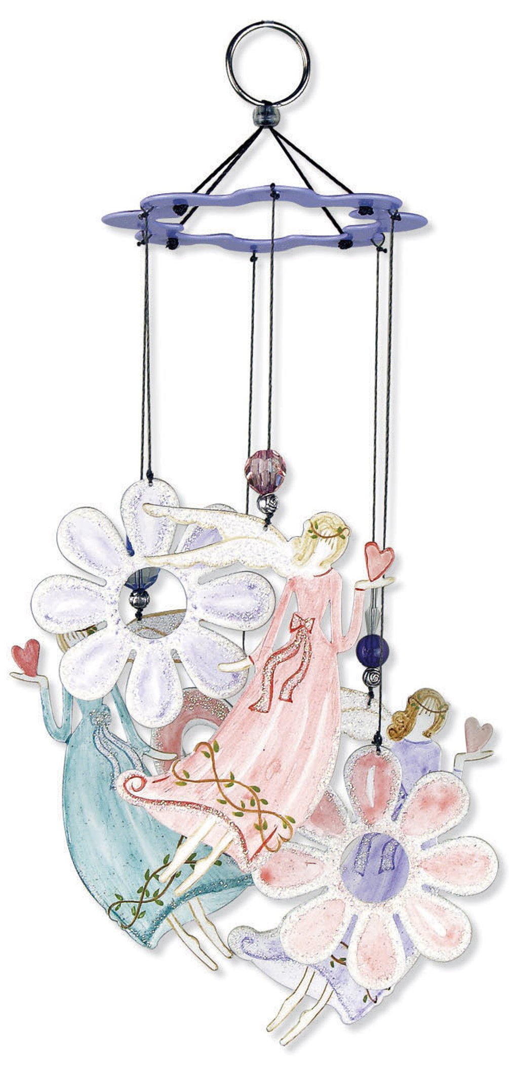 Pastel Angel and Flower Metal Garden Wind Chime