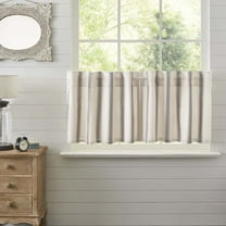VHC Brands Grace Grey Grain Sack Stripe Farmhouse Tier Curtain Set 24"x36"