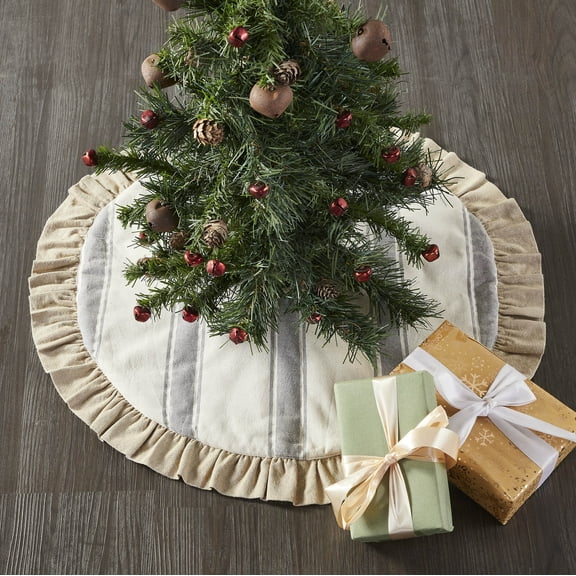 VHC Brands Grace Grain Sack Stripe Tree Skirt 24