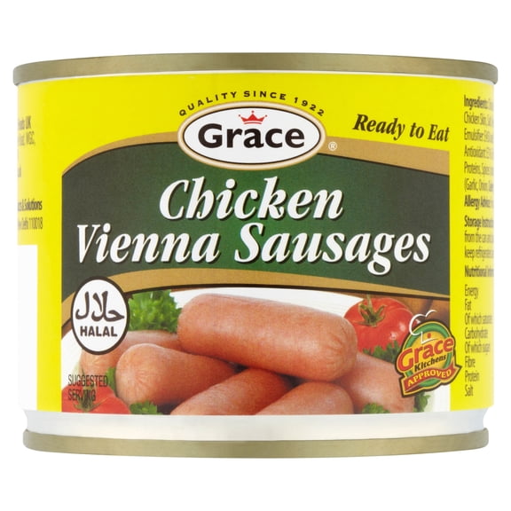 Grace Halal Chicken Vienna Sausages 200G, Imported from Britain