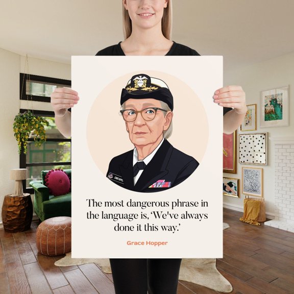 Grace Hopper Computer Science Wall Art Print, Unframed Paper Poster 8x10in