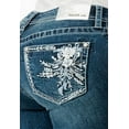 thumbnail image 1 of Grace In La Women's Dark Wash Mid Rise Floral Stretch Bootcut Jeans Dark Wash 34W x 34L, 1 of 3