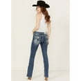 thumbnail image 1 of Grace In La Women's In Medium Wash Paisley Pocket Mid Rise Stretch Denim Jeans Medium Wash 26W x 34L, 1 of 4