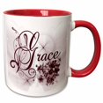 thumbnail image 1 of 3drose, Grace Inspirational Pink Word Art, 11oz Two-tone Red Mug, 1 of 6
