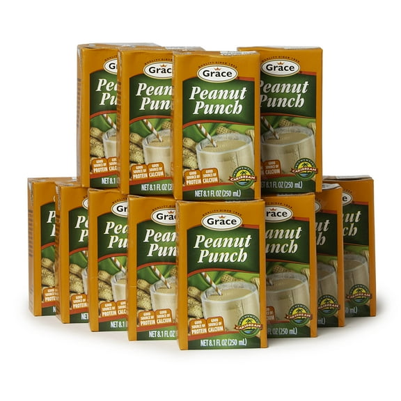 Grace Jamaican Peanut Punch Drink 240ml - 12 Pack - Authentic Jamaican Food Drink - Caribbean Peanut Punch Jamaica Drink