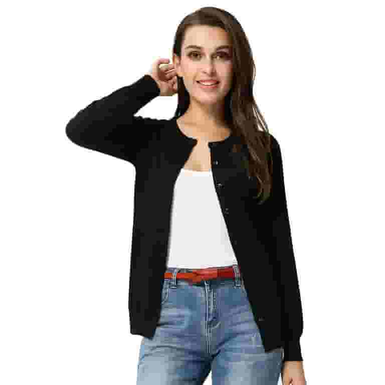 Women Button Down Long Sleeve Knit Cardigan Women Button Down Long Sleeve Knit Cardigan