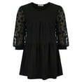 thumbnail image 1 of Grace Karin Women Mesh Sleeve Loose Babydoll T Shirt Flowy Blouse Tunic Tops Black, 1 of 11