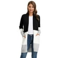 thumbnail image 1 of Grace Karin Women's Black and white Long Cardigan Striped V-neck Casual Sweaters with Pockets, 1 of 8