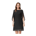 thumbnail image 1 of Grace Karin Women's Elegant 3/4 Slit Sleeve Loose Chiffon Dress V Back Neck Party Midi Dress, 1 of 8
