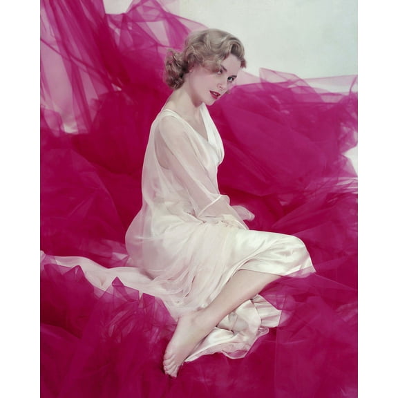 Grace Kelly 24X36 Classic Hollywood Poster Posing On Red Curtain