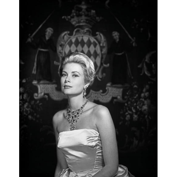Grace Kelly wearing a satin dress and a necklace Photo Print (8 x 10)