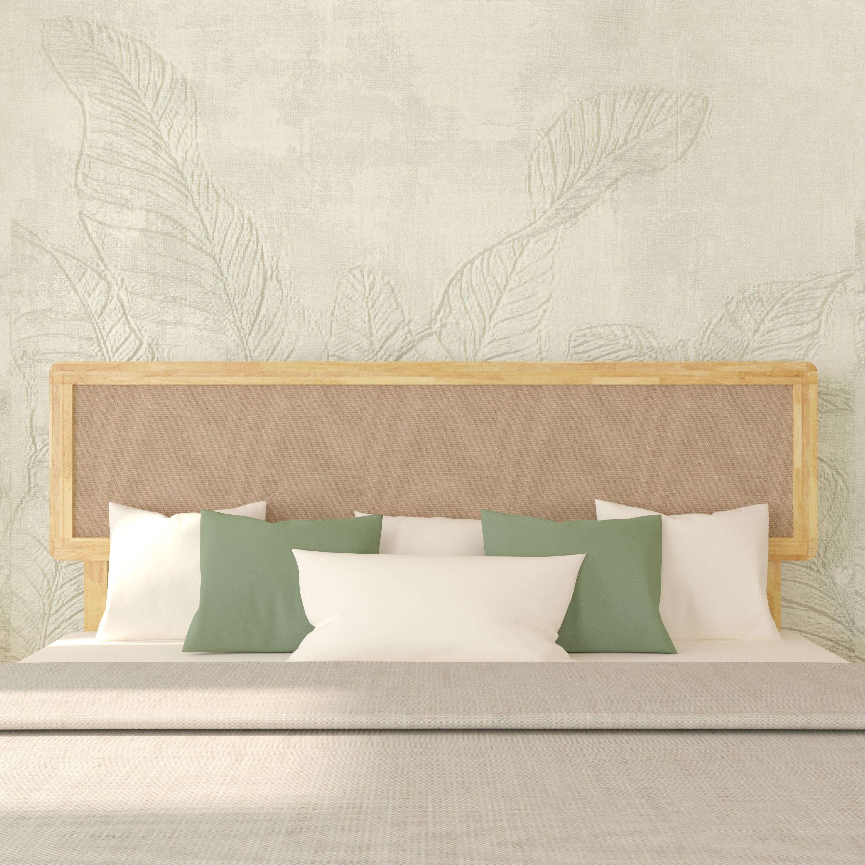 Grace King Size Headboard, Bohemian, Solid Wood, Natural