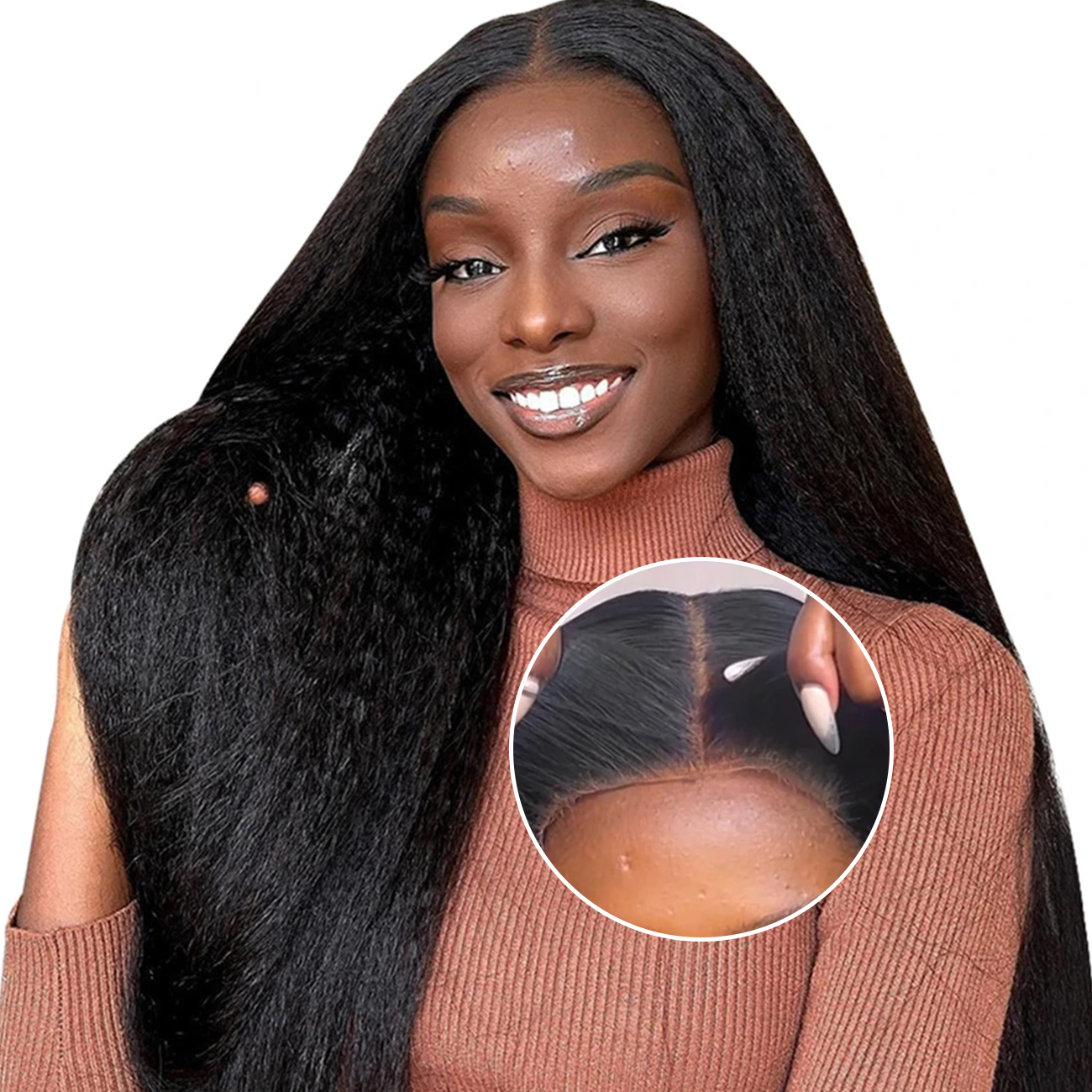 Grace Length Wear and Go Glueless Wig Human Hair Kinky Straight 4x4 ...