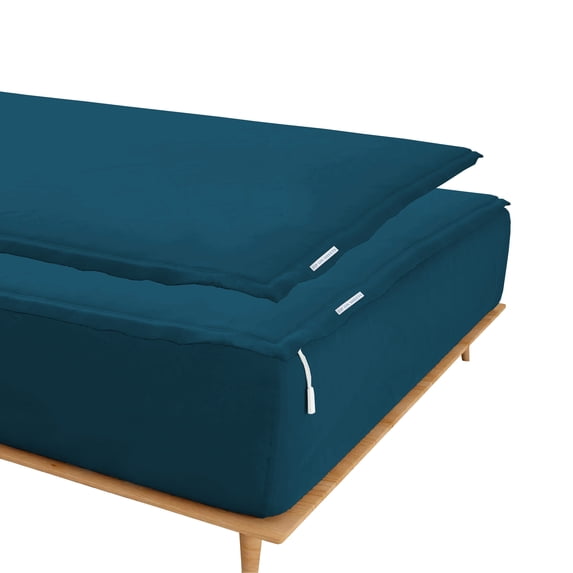 Grace Linen Zip On Sheets Cal King Size(72X84) - Includes 2 Zip On Sheets +1 Bottom Fitted Base - Fit's 18” In Deep Pocket - Teal Color