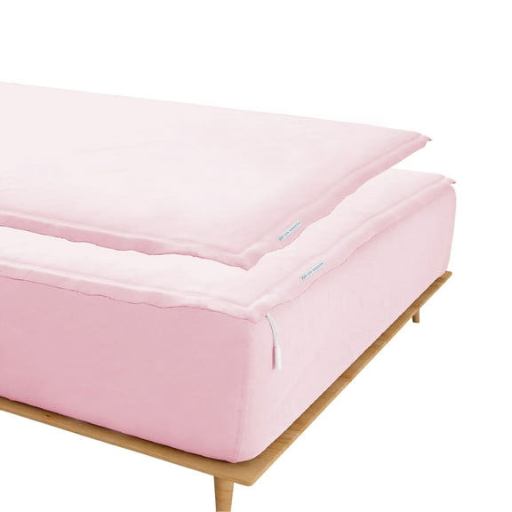 Grace Linen Zip On Sheets Queen Size(60X80) - Includes 2 Zip On Sheets +1 Bottom Fitted Base - Fit's 20” In Deep Pocket - Baby Pink Color