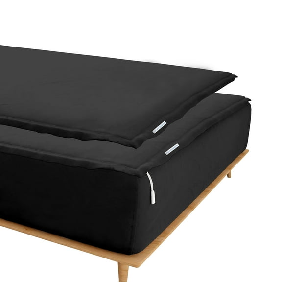 Grace Linen Zip On Sheets Twin XL Size(39X80) - Includes 2 Zip On Sheets +1 Bottom Fitted Base - Fit's 16” In Deep Pocket - Black Color