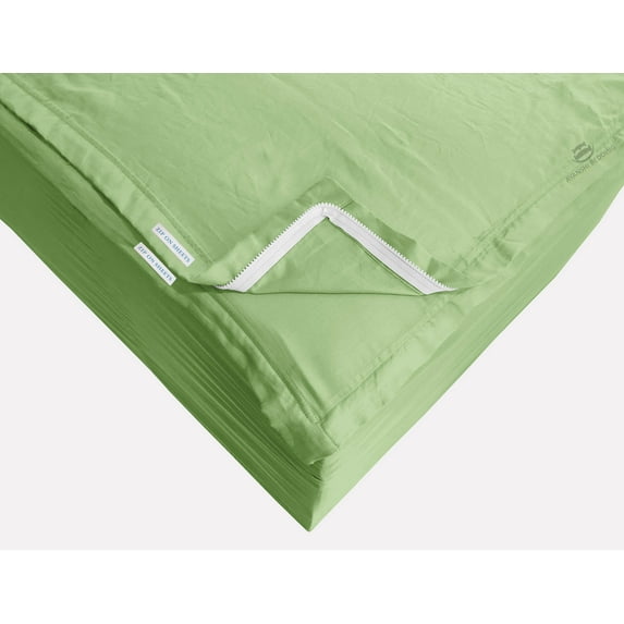 Grace Linen Zipper Fitted Sheet Cal King Size(72X84) - Includes 2 Zip Sheets +1 Bottom Fitted Base - Fit's 8” In Deep Pocket Zip Sheets Easy to Change - 600 TC Cotton Fitted Sheet - Sage Green Color