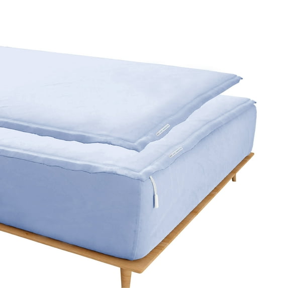 Grace Linen Zipper Fitted Sheet Full Size(54X75) - Includes 2 Zip On Sheets +1 Bottom Fitted Base - Fit's 14” In Deep Pocket - Sky Blue Color