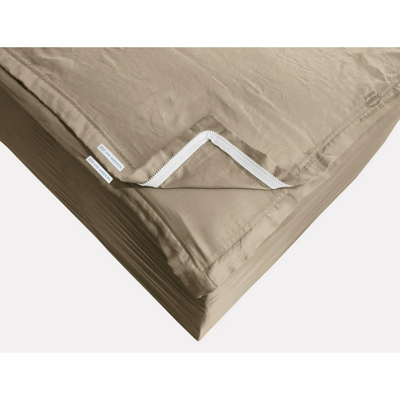 Grace Linen Zipper Fitted Sheet Full Size(54X75) - Includes 2 Zip Sheets +1 Bottom Fitted Base - Fit's 8” In Deep Pocket - Zip Sheets Easy to Change - 600 TC Cotton Fitted Sheet - Beige Color