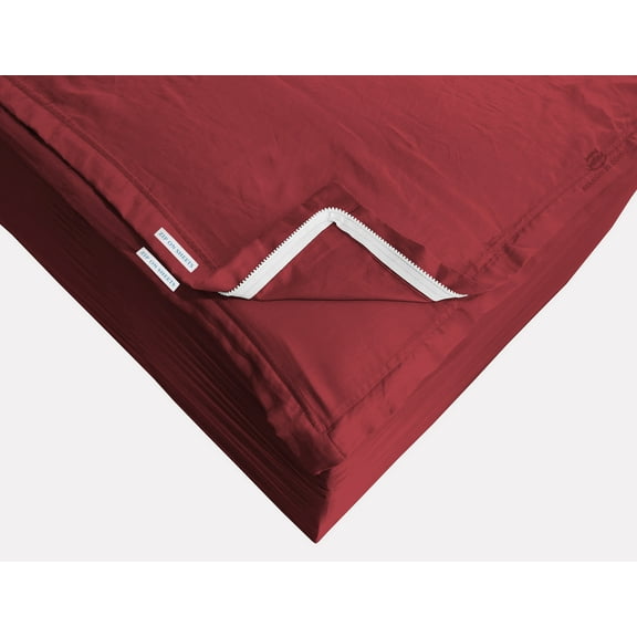 Grace Linen Zipper Fitted Sheet Full XL Size(54X80) - Includes 2 Zip Sheets +1 Bottom Fitted Base - Fit's 8” In Deep Pocket - Zip Sheets Easy to Change - 600 TC Cotton Fitted Sheet - Burgundy Color