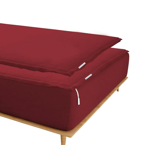 Grace Linen Zipper Fitted Sheet Queen Size(60X80) - Includes 2 Zip On Sheets +1 Bottom Fitted Base - Fit's 12” In Deep Pocket - Burgundy Color