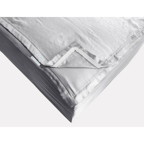 Grace Linen Zipper Fitted Sheet Twin Size(39X75) - Includes 2 Zip Sheets +1 Bottom Fitted Base - Fit's 8” In Deep Pocket - Zip Sheets Easy to Change - 600 TC Cotton Fitted Sheet - Silver Grey Color