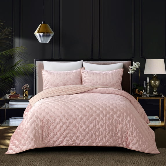Grace Living Nataleigh Velvet 2pc Twin/Twin XL Comforter Set, Blush