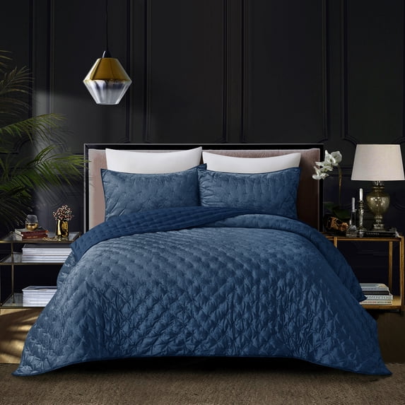 Grace Living Nataleigh Velvet 2pc Twin/Twin XL Comforter Set, Navy