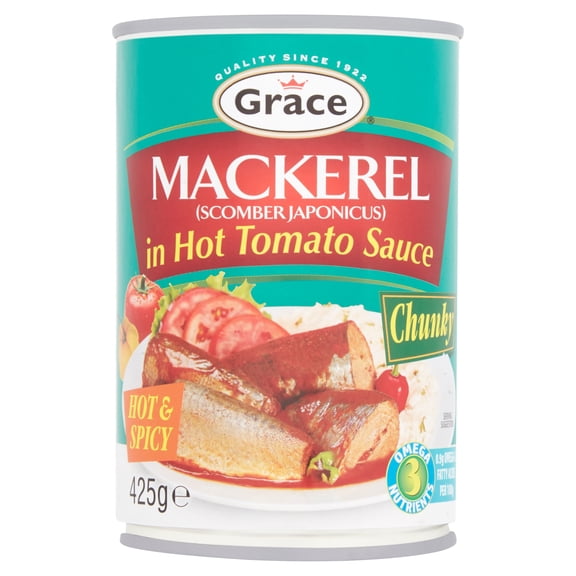 Grace Mackerel Tomato Sauce Hot & Spicy 425G, Imported from Britain