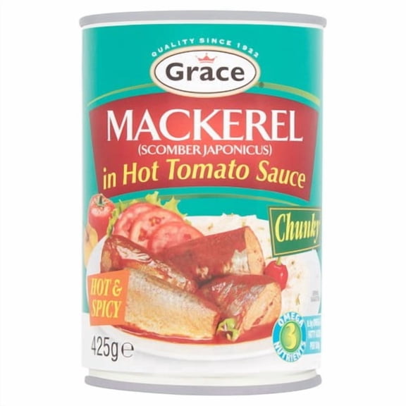 Grace Mackerel in Tomato & Chilli 425g, British Import (Pack of 3)