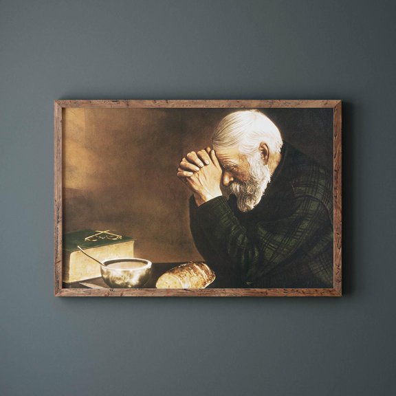Grace Man Praying Print, Unframed Paper Poster 8x10in