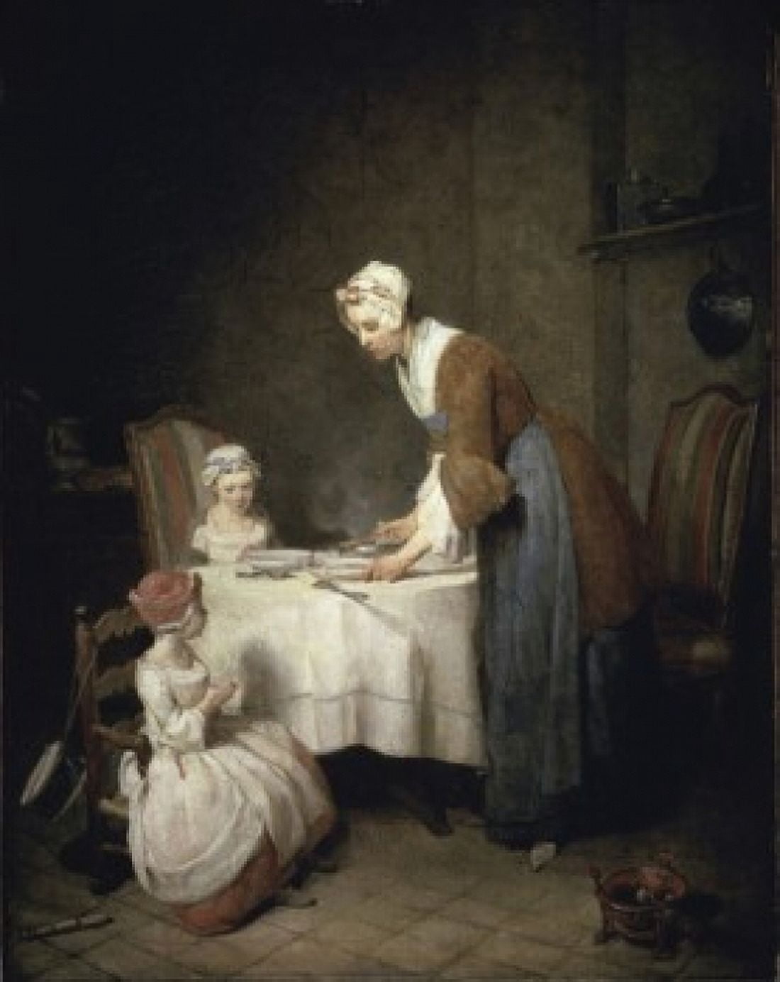 Grace before a Meal Le Benedictine (Saying Grace) Jean-Sim???on Chardin (1699-1779 French) Musee du Louvre Paris Canvas Art - Jean-Simon Chardin (18 x 24)